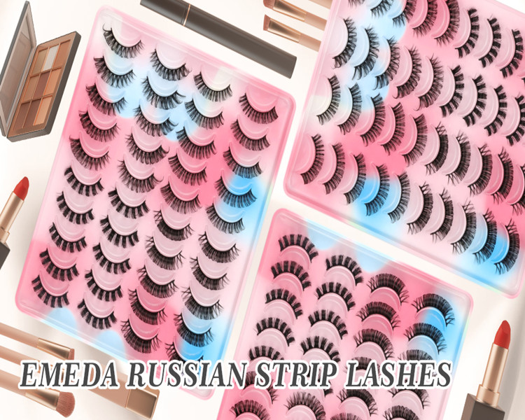 EMEDA NEW Style Natural Russian Strip Lashes Wholesale with Private Label-YZZ